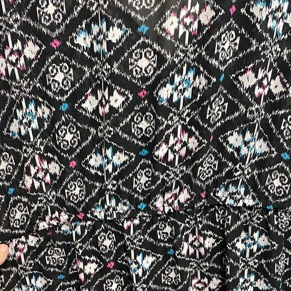 Torrid Size 3 Sheer Ikat Maxi Dress – Black White Pink Turquoise Print - Picture 9 of 12